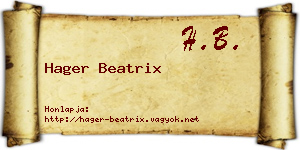Hager Beatrix névjegykártya